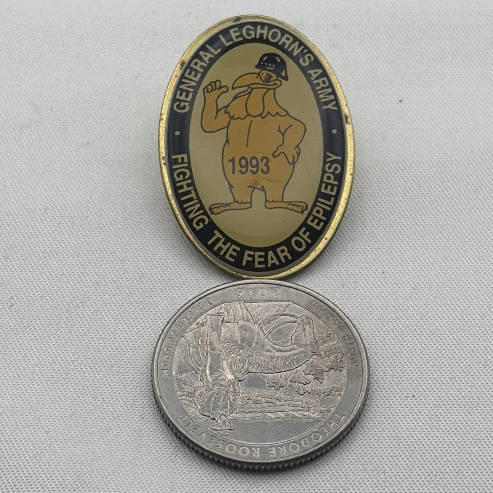 Vintage General Leghorn's Army Fighting The Fear Or Epilepsy 1993 Lapel Hat Pin
